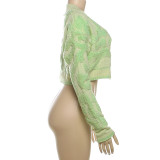 Autumn Fashion Color Matching V-Neck Buttoned High Waist Slim Women Knitting Top