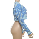 Autumn Fashion Color Matching V-Neck Buttoned High Waist Slim Women Knitting Top