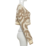 Autumn Fashion Color Matching V-Neck Buttoned High Waist Slim Women Knitting Top