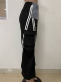 Women's Fashion Denim Patchwork Loose Straight Pants
