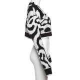 Autumn Fashion Color Matching V-Neck Buttoned High Waist Slim Women Knitting Top