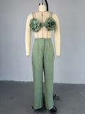 Women Fall Strapless Top and Pant Two Piece Set
