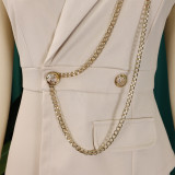 Women's Turndown Collar Sexy Fashion Chain Casual Wide Leg Africa Jumpsuit