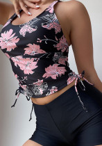 Square Leg Flower Printed Fashion Two Piece Swimsuit