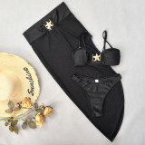 Sexy Straps Starfish Decorative Mesh Skirt Three-Piece Bikini Women Swimsuit