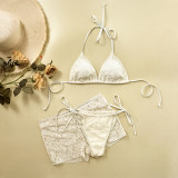 Lace Square Leg Shorts Three-Piece Fashion Lace-Up Bikini