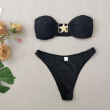 Sexy Straps Starfish Decorative Mesh Skirt Three-Piece Bikini Women Swimsuit