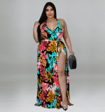Plus Size Women summer suspender Jumpsuit plus chiffon jacket