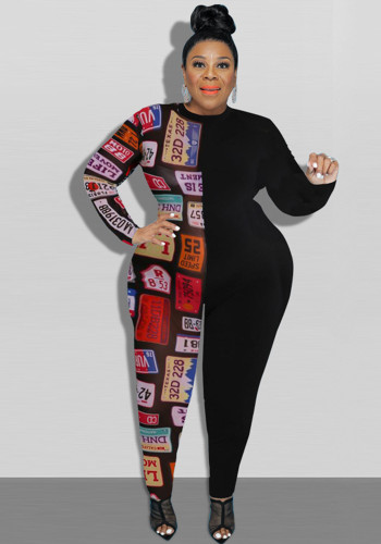 Plus Size Women Print Jumpsuit
