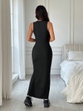 Women spring Summer Round Neck sleeveless Maxi Dress