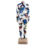 Women Print Top and Pant Two-piece Set