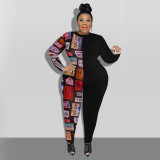 Plus Size Women Print Jumpsuit