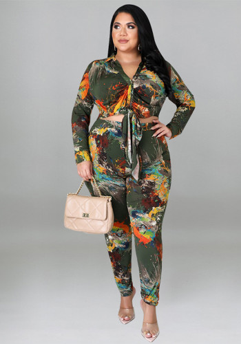 Women Print Top and Pant Two-piece Set