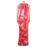 Plus Size Women Summer Tie-dye Print Dress
