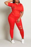 Women Summer Solid Hooded Short-Sleeved Top and Pants Two-Piece Set