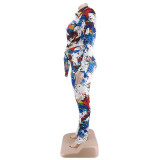 Women Print Top and Pant Two-piece Set
