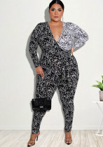 Plus Size Women Large Flower Print Jumpsuit Plus Size Women Large Flower Print Jumpsuit