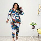 Women Print Top and Pant Two-piece Set