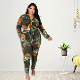 Women Print Top and Pant Two-piece Set
