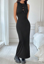 Women spring Summer Round Neck sleeveless Maxi Dress
