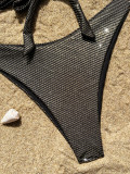 Women Bikini Backless Halter Neck Solid Sexy Swimsuit