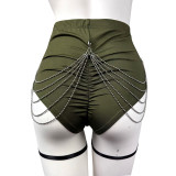 Sexy Women Chain High Waist Sports Shorts