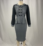 Houndstooth Elegant Women's Fashion Career Dress