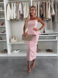 Spring Women's Clothing Strapless Sexy Split Fashion Two Piece Skirt Set