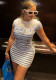 Short Sleeve Striped Print Slim Short Dress