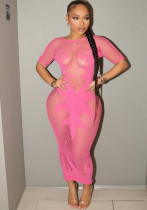 Sexy See-Through Hollow Fishnet Slim Short Sleeve Dress Sexy See-Through Hollow Fishnet Slim Short Sleeve Dress