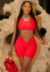 Fashion Sleeveless Crop Tank Top V Waist Shorts Two Piece Set