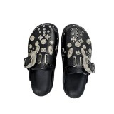 Closed Toe Half-Slippers Women's Thick-Soled Rivet One-Strap Flat Shoes