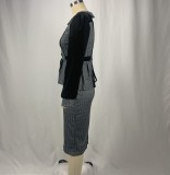 Houndstooth Elegant Women's Fashion Career Dress