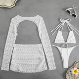 Women sexy solid cover-up beach bikini Swimwear set