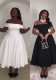 Women Elegant Solid Off Shoulder Formal Party Dress