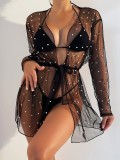 Women summer Beach Holidays bikini mesh Swimwear beach blouse