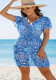 Women summer French v-neck blue Beach Holidays beach dress