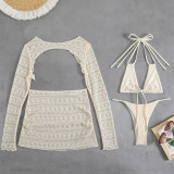 Women sexy solid cover-up beach bikini Swimwear set