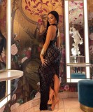 Plus Size Women rhinestone dress