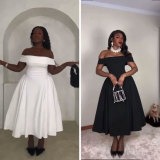 Women Elegant Solid Off Shoulder Formal Party Dress