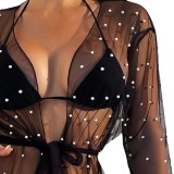 Women summer Beach Holidays bikini mesh Swimwear beach blouse