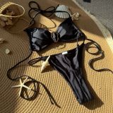 Women sexy Solid Halter Neck Swimwear