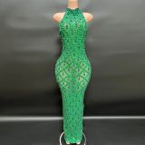 Plus Size Women rhinestone dress