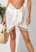 Women solid irregular beach cover dress shawl sexy bikini cover fringe skirt Women solid irregular beach cover dress shawl sexy bikini cover fringe skirt