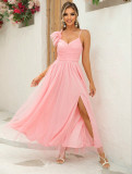 Women v-neck Strapless mesh dress