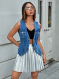 Women's Patchwork Slim Denim Vest