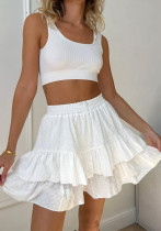 Spring Summer Women's Clothing Solid Color High Waist Sexy Cascading Ruffles Shorts