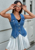 Women's Patchwork Slim Denim Vest