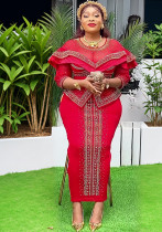 African Women's Clothing Sexy Beaded Dress