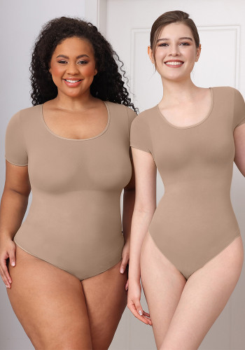 Shapewwear Round Neck Body Shaping Jumpsuit Short Sleeves Slim Waist Bodysuit Skim Shaping Clothes